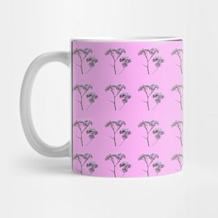 Purple flowers with a baby pink background pattern Mug